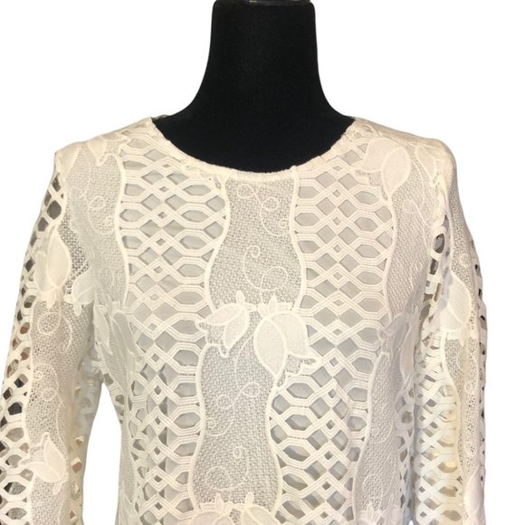 LUNA White Lace Dress, Tulip Design, Lined - Picture 2 of 10